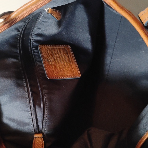 Coach Light Blue Tote with Brown Leather Trim - Picture 9 of 10